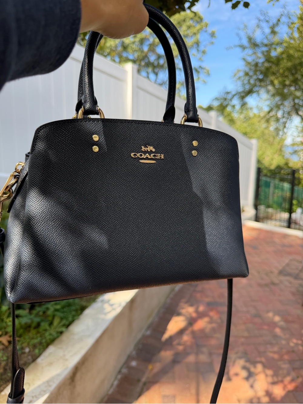 Coach Mini Lillie Carryall Leather Satchel Midnight Blue with Gold Hardware